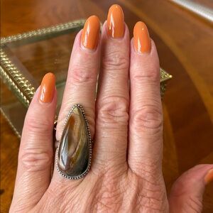 Gorgeous Genuine Montana Agate SS Ring